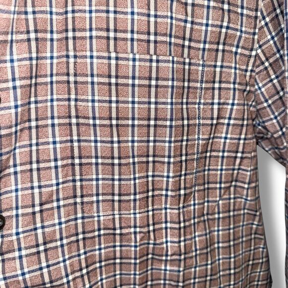 Johnnie-O Bison Brown Check Button Down Flannel Shirt Men’s Sz L - Picture 4 of 5
